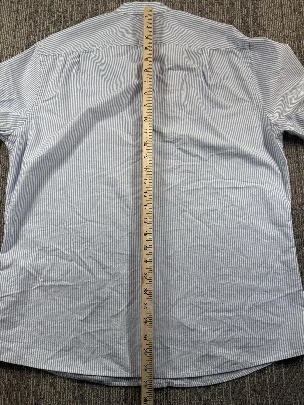Charles Tyrwhitt Shirt Mens Large Blue Striped Slim Fit Band Collar Long Sleeve